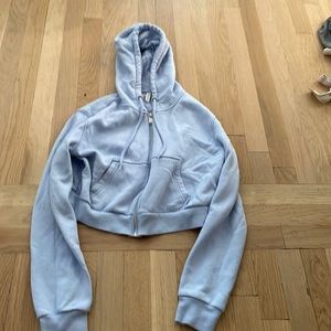 H&M blue cropped zipper sweatshirt